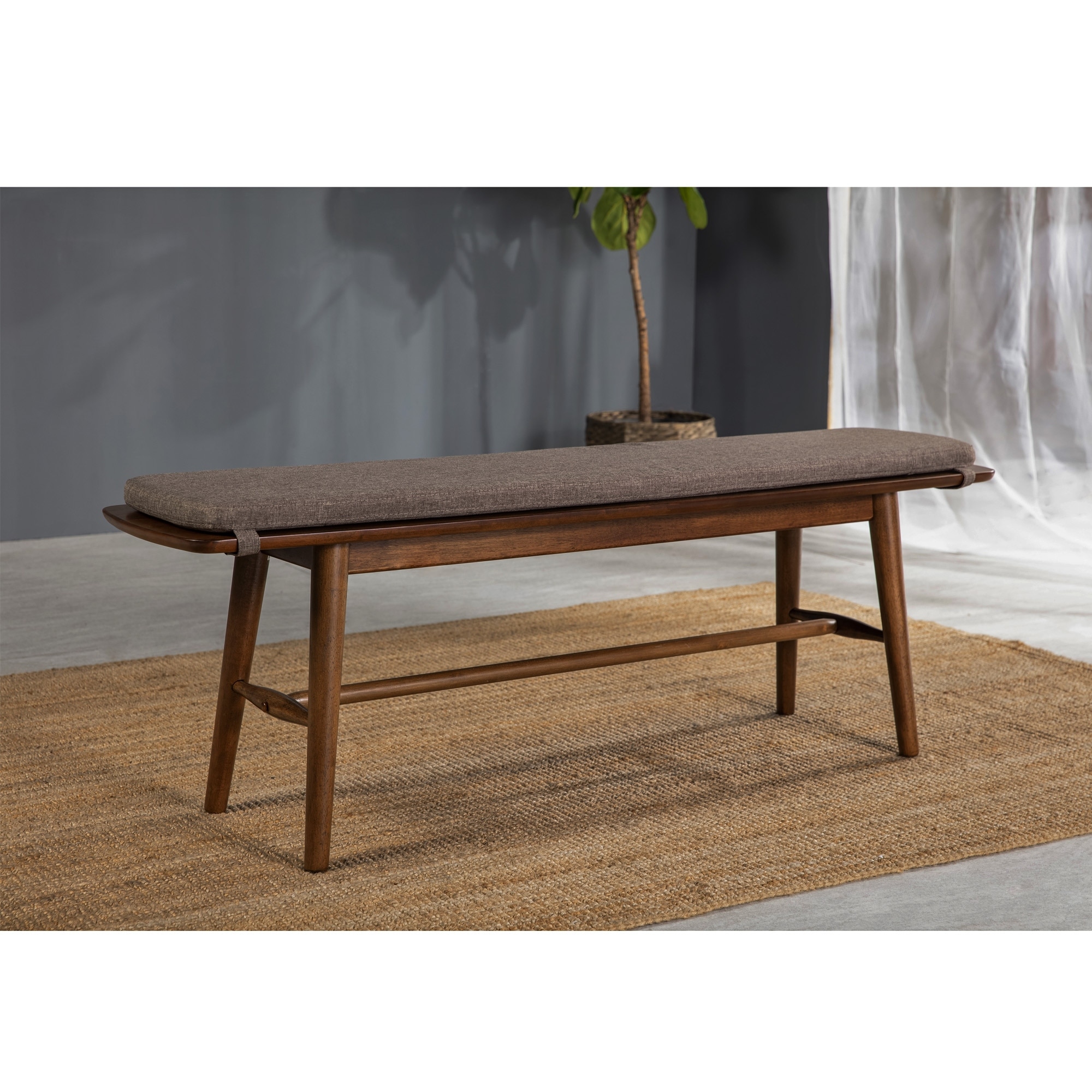 MacLuu Scandinavian Solid Wood Bench with Cusion